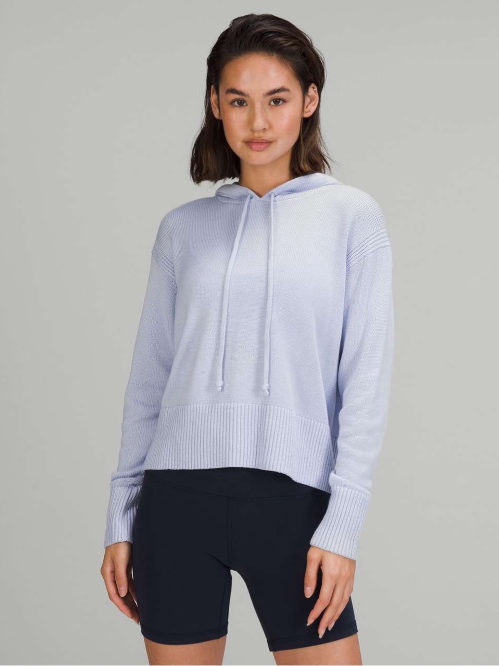 lululemon Cashlu Double Knit Sweater Hoodie in Pastel Blue Size M/L